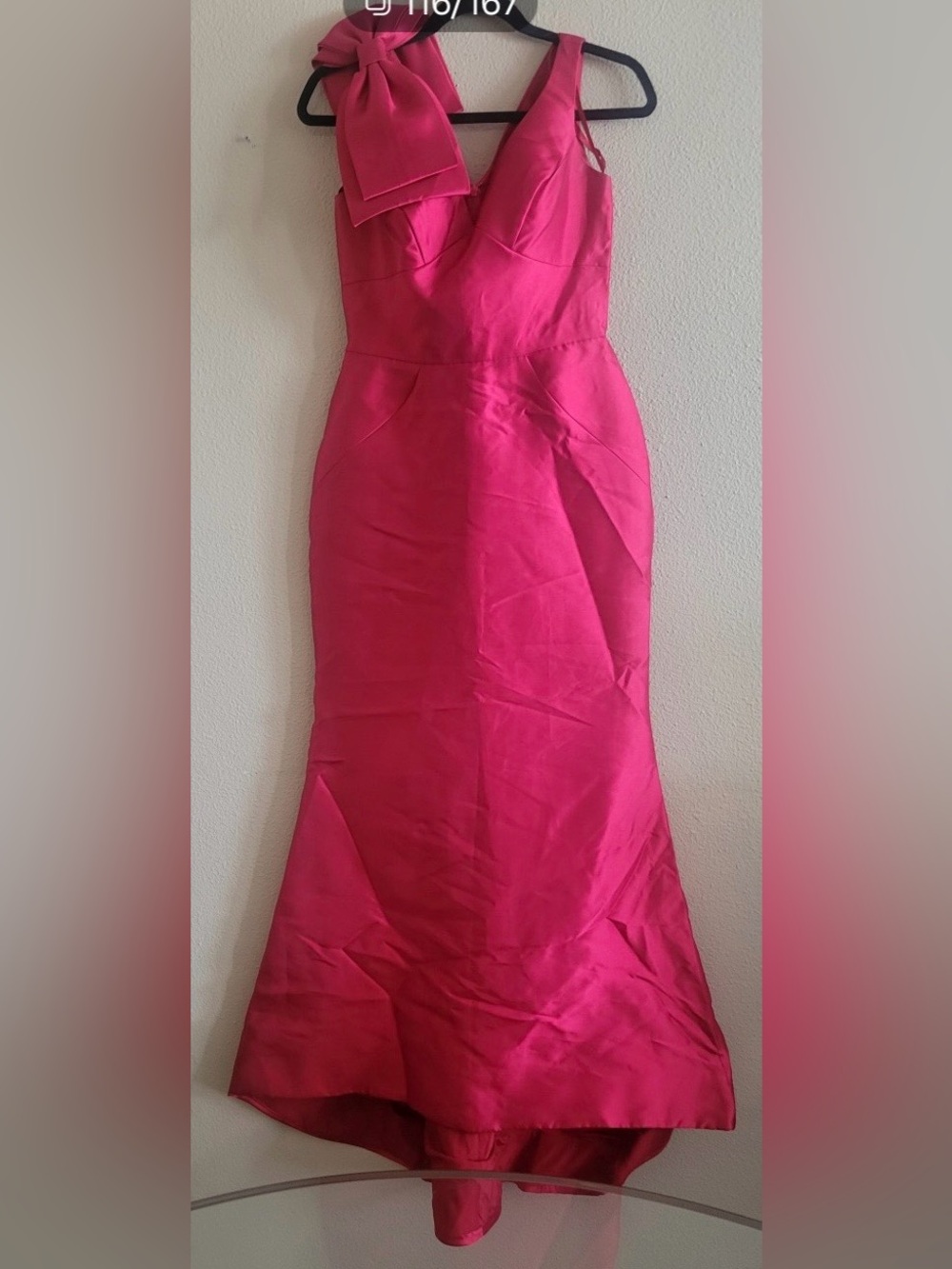 Camille La Vie Red Dress w/ bow on shoulder